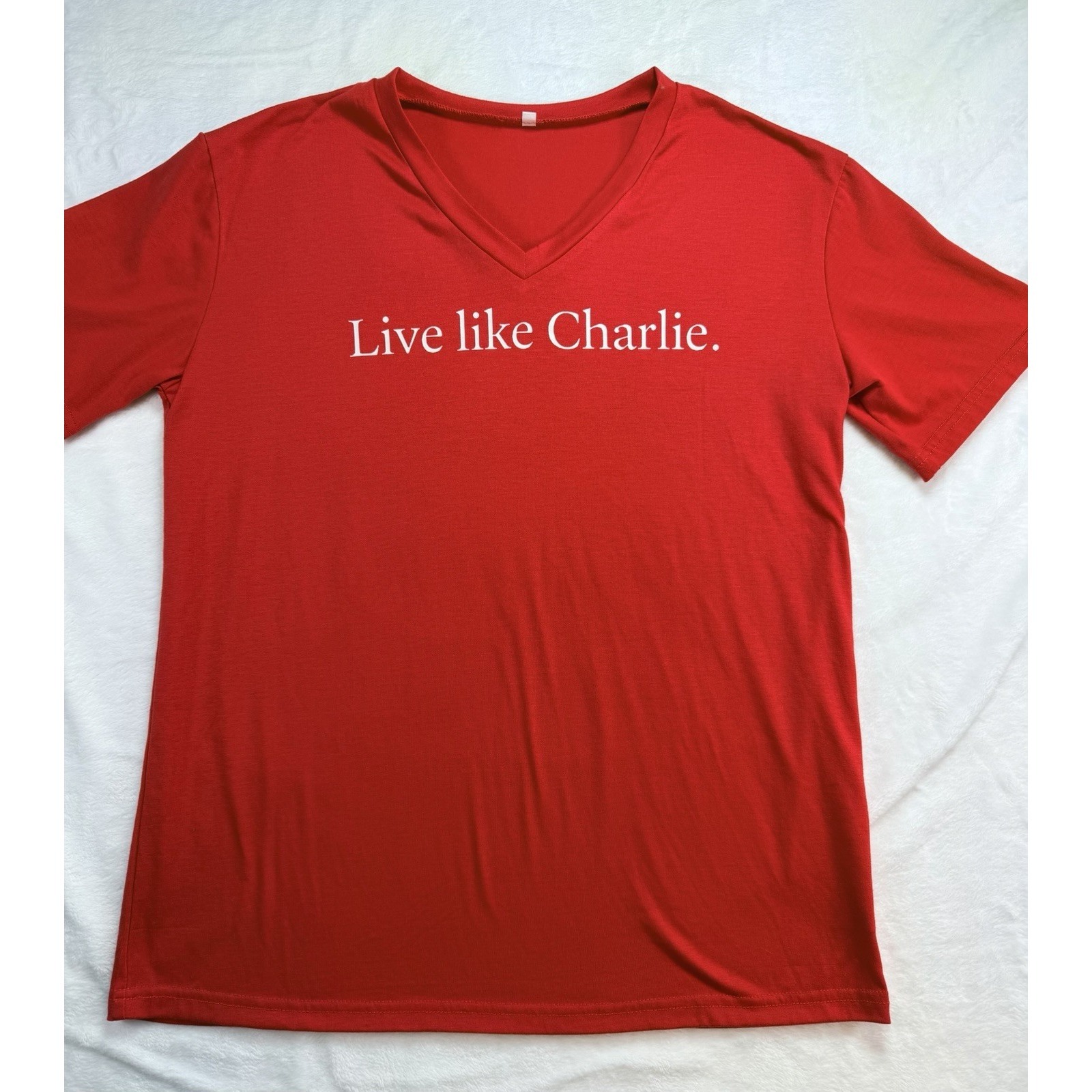 Live Like Charlie Kirk Women's T-Shirt Red Sz M Jesus Liberty America Patriotic